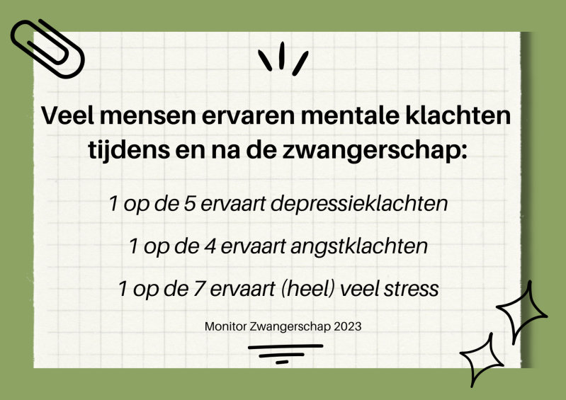 Mentale klachten tijdens en na de zwangerschap of als je al langer ouder bent: depressieklachten, angstklachten, stress