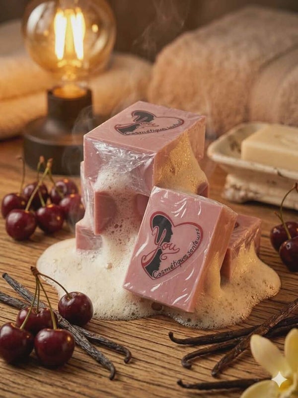 SAVON ROUGE– ROMANTIQUE (Cerise • Vanille)