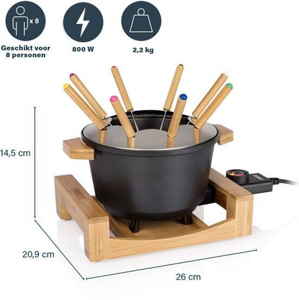 Princess Fonduepan Bamboe – Elektrische fondueset - 8 personen