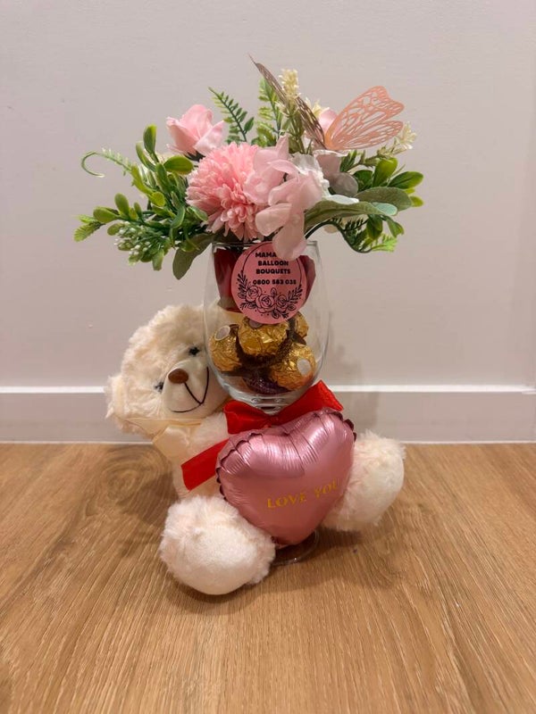 MC WINE GLASS FLOWER BOUQUET