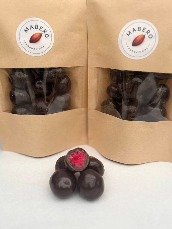 Framboos, pure chocolade dragees