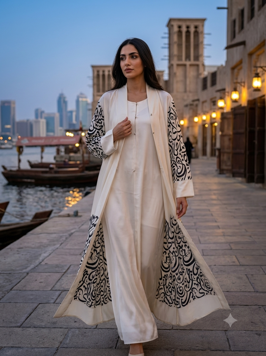 White Textured Fringe Cardigan Abaya (Shredded Look)