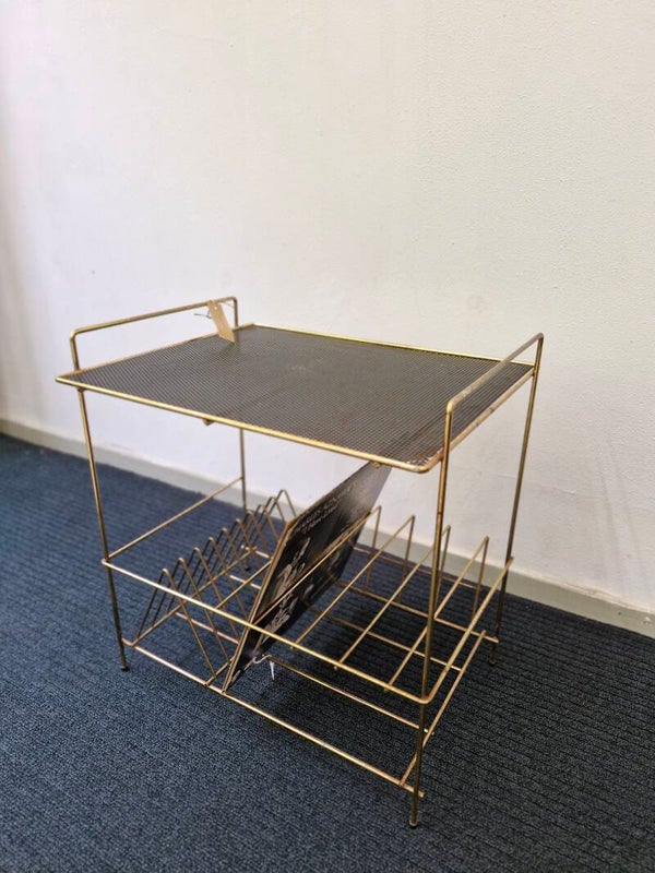 Platenmeubeltje jaren 60 messing / zwart Pilastro stijl