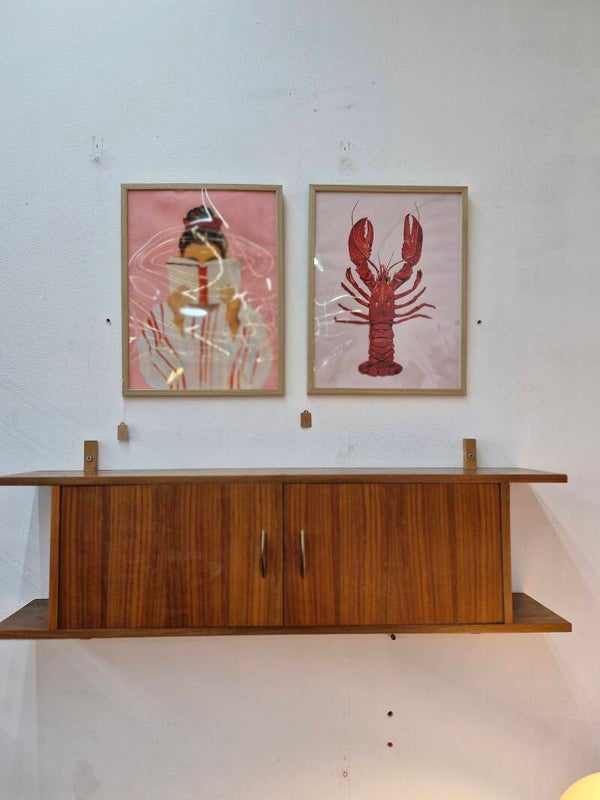 Vintage wandkastje teak fineer 70s