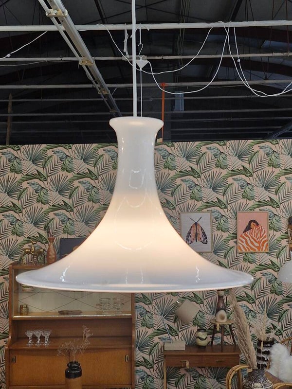 Vintage Deens design lamp wit opaalglas Holmegaard
