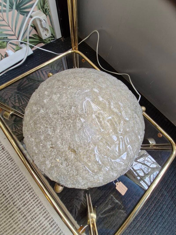 Grote plafonlamp craquelé glas Hillebrand 70s
