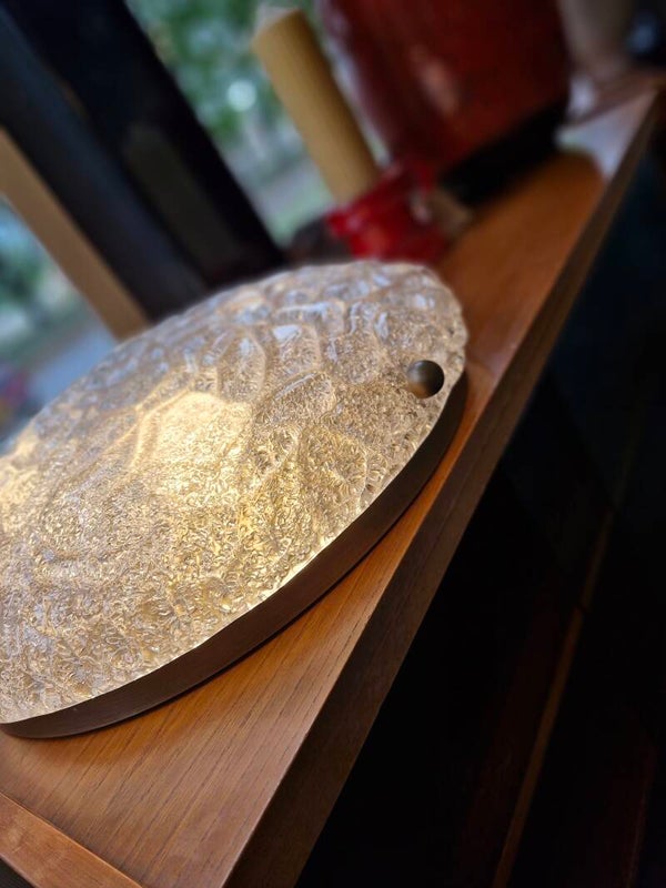 Vintage Hillebrand ijsglas plafonniere – jaren 70