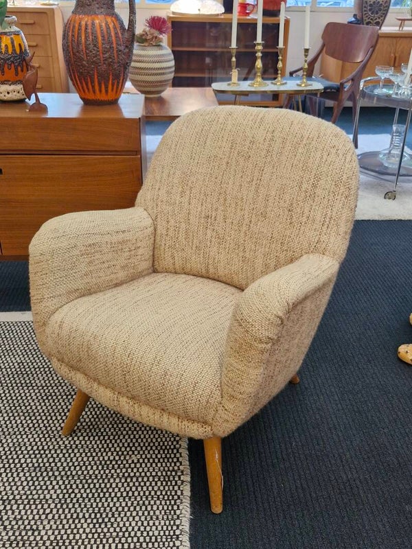 Vintage fauteuil ecru bouclé wol 70s
