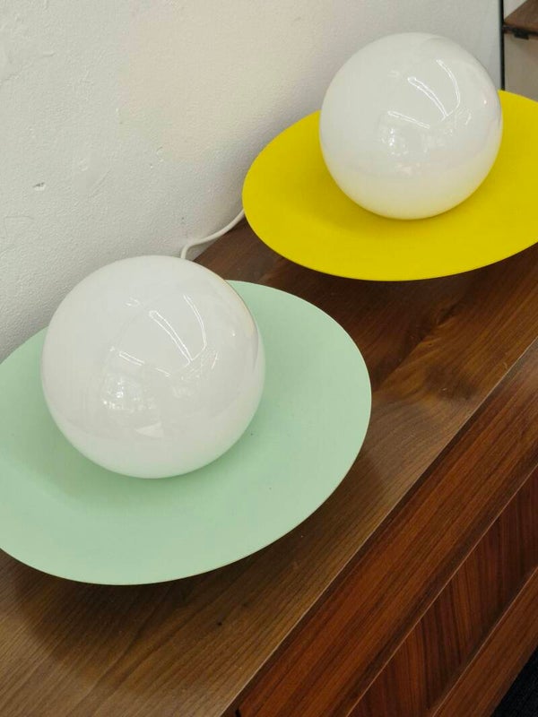 Space age 'ufo" plafondlampen geel / mintgroen