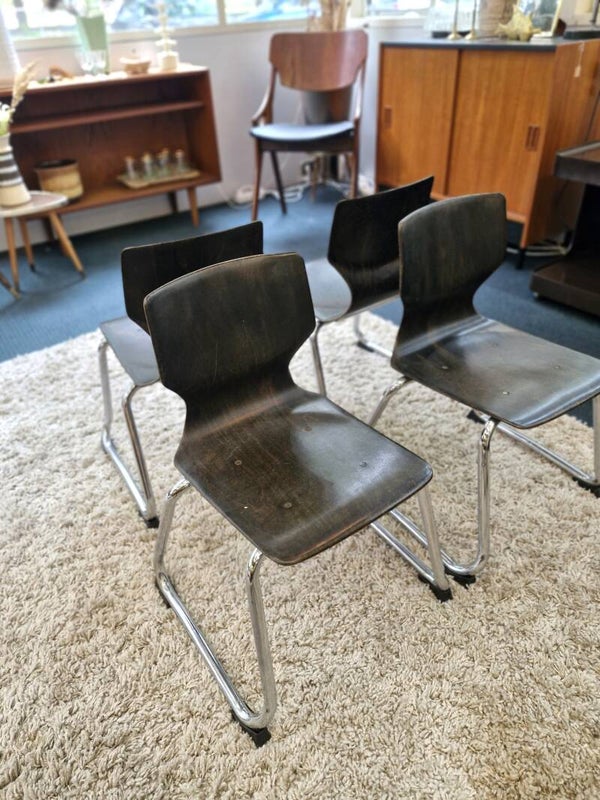 Vintage Flötotto Pagholz Kinderstoelen (Set van 4)
