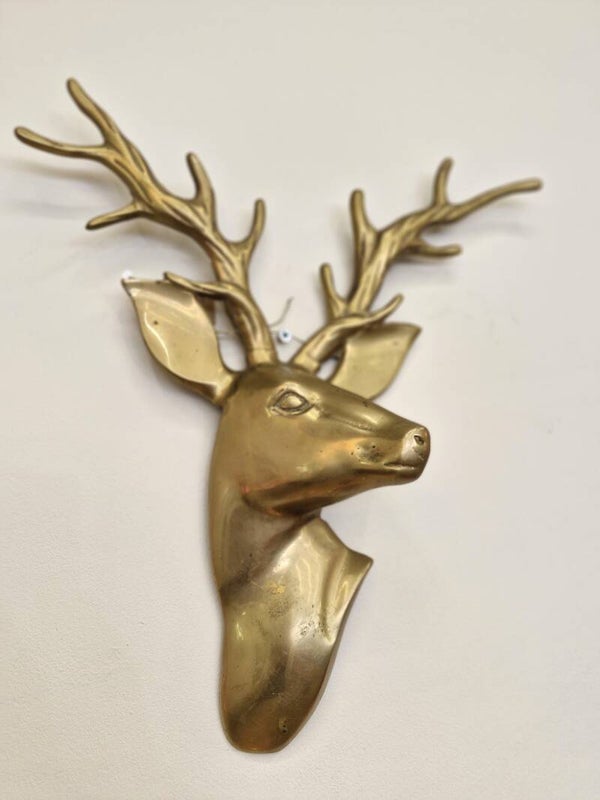 Vintage Messing Hertenhoofd – Mid-Century Wanddecoratie