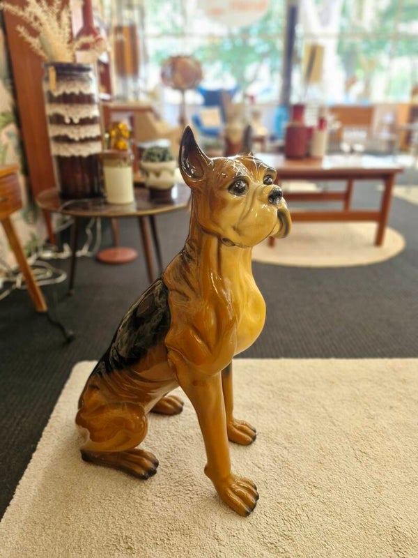 Vintage Keramiek Boxer | Grote Hollywood Regency Hond