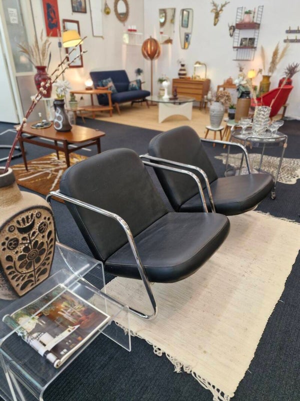 Set van twee vintage buisframe schommelstoelen in Bauhaus-stijl