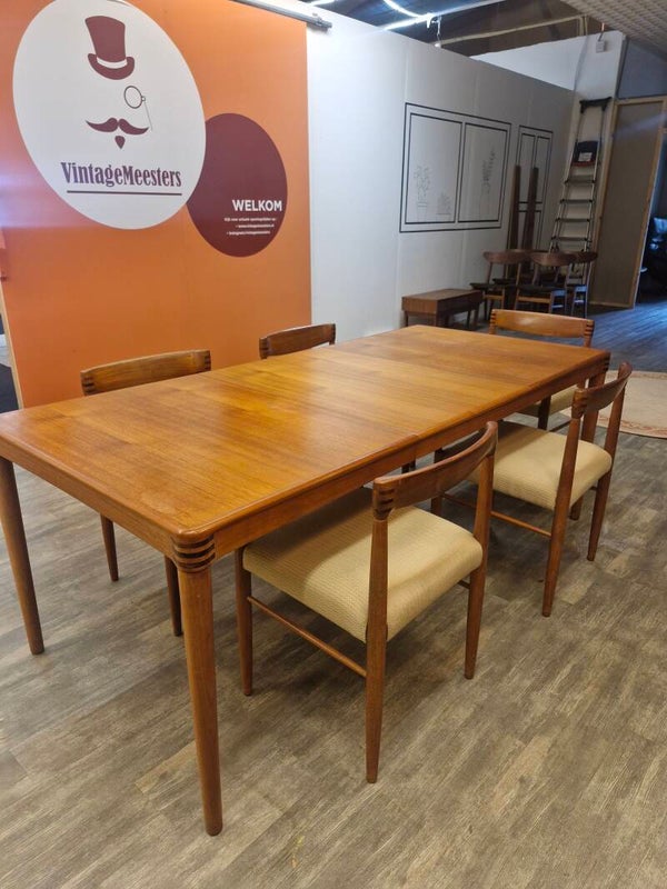 Deens design eethoek Bramin 1965 - verlengbare tafel - 5 stoelen