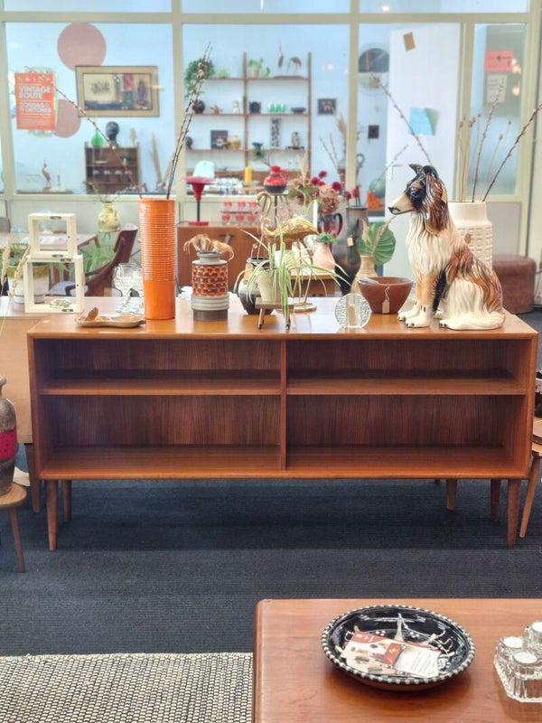 Grote open vintage boekenkast 70s teak