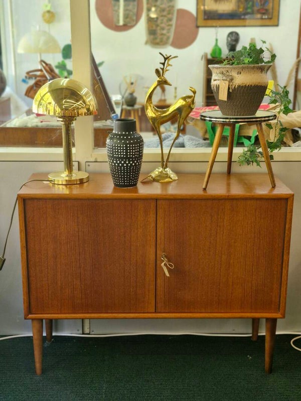 Vintage kastje met legplank 70s teak ronde poot