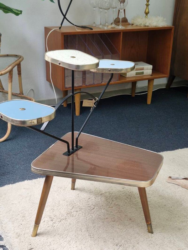 Vintage planten etagère pastel blauw / crème / zwart