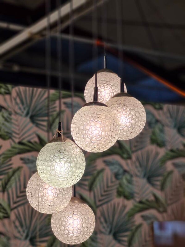 Vintage waterval / cascade lamp bubble glas/chroom