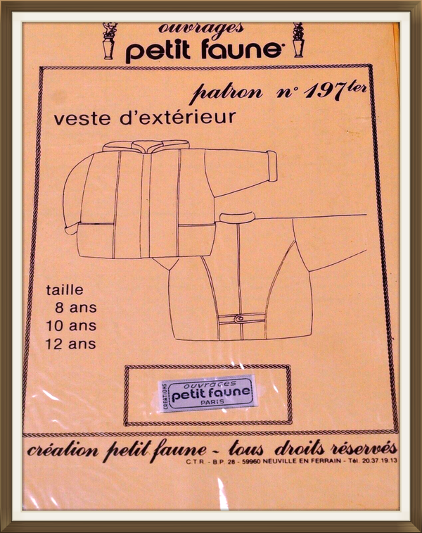 PATRON PETIT FAUNE N° 197ter - VESTE D'EXTERIEUR Tailles 8 Ans - 10 Ans - 12 Ans