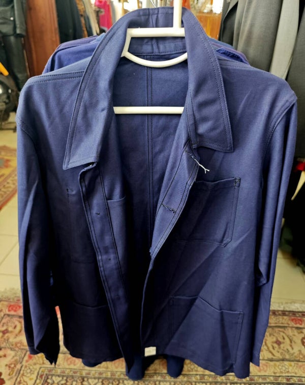 VESTE DE TRAVAIL BLEUE AUTHENTIQUE DES ANNÉES 60' DES PTT TAILLE 56