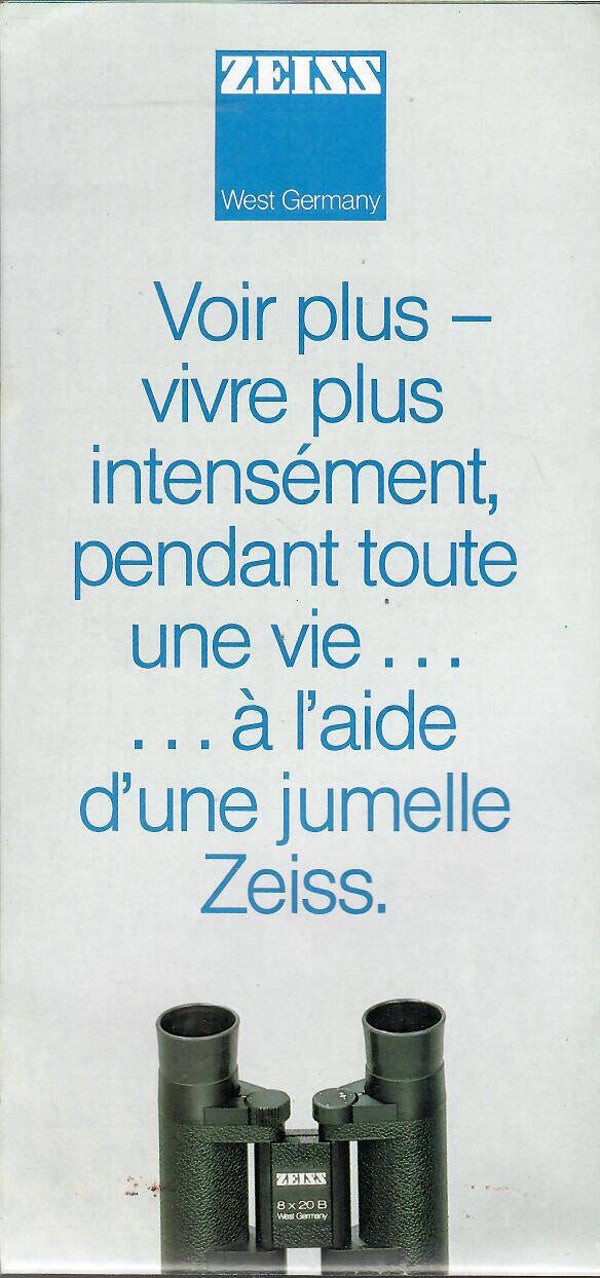 ZEISS WEST GERMANY DEPLIANT SUR LES JUMELLES ZEISS