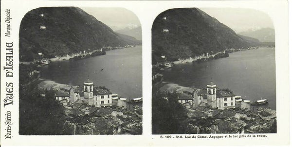 CARTE STEREO 3D 170x86 mm VUES D'ITALIE - LAC DE CÔME