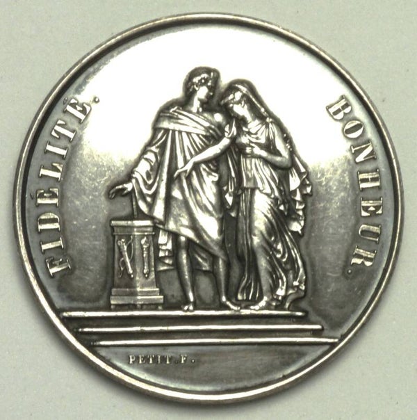 MEDAILLE EN ARGENT FIDELITE BONHEUR 1882