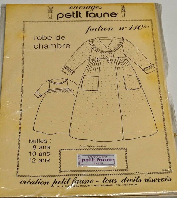 PATRON PETIT FAUNE N° 110ter - ROBE DE CHAMBRE Tailles 8 Ans - 10 Ans - 12 Ans