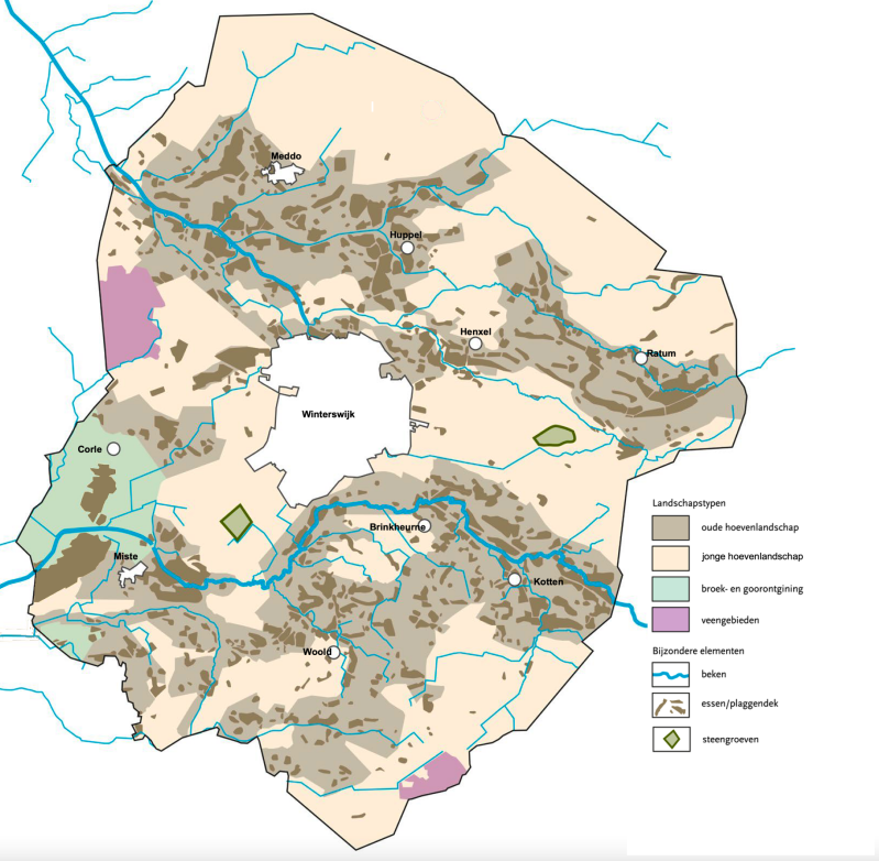 Kaart van cultuurhistorische landschappen bij Winterswijk
