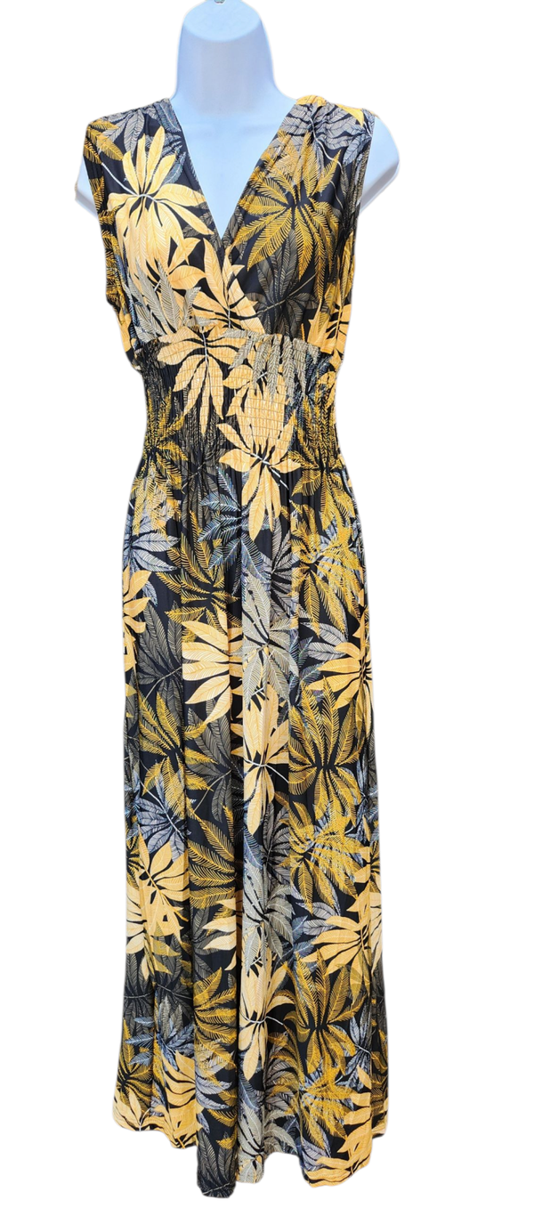 Jurk palmbomen geel