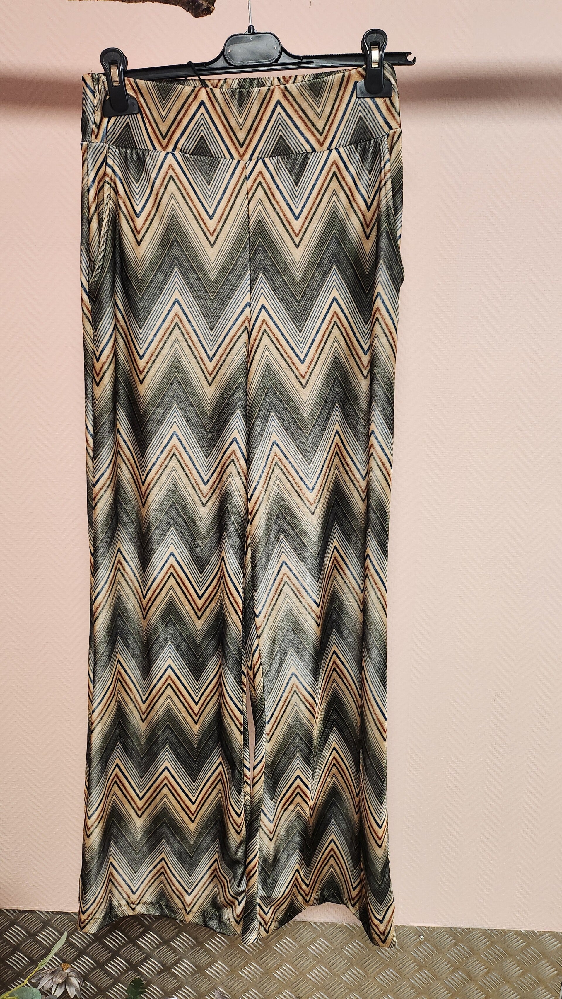 Broek wide leg fluweel