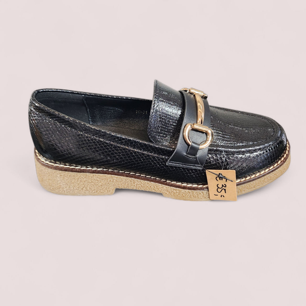 loafers zwart lak slangenprint