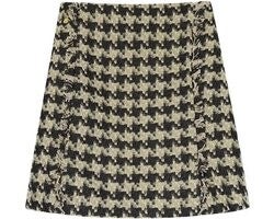 Yehwang Pied-de-poule rokje - Holiday essentials Zwart & Beige