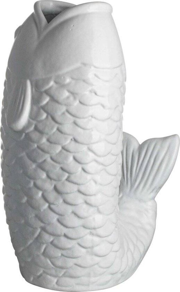 Gusta - Vaas - Wit - Vis - 16x14x26cm