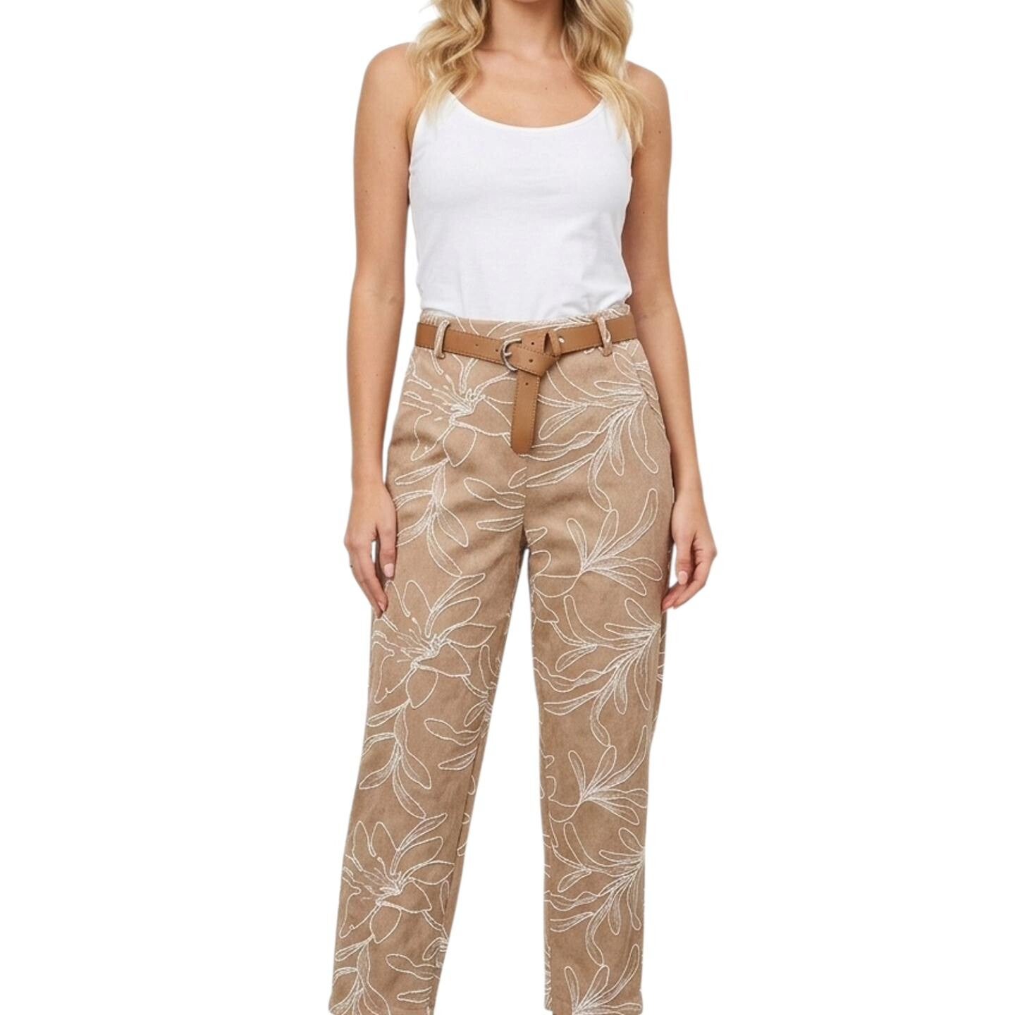 Broek bloem suedine
