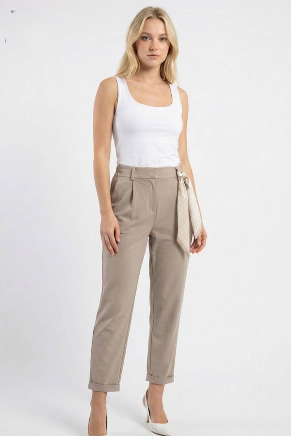 trendy broek met sjaal detail