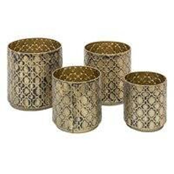 Clayre & Eef Bloempot Set van 4 Ø 25 Ø 23 Ø 20 Ø 17 cm Goudkleurig
