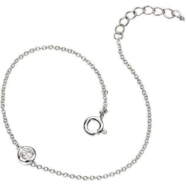 Silver Bracelet B4085C Chain Link Bracelet with Cubic Zirconia Beginnings