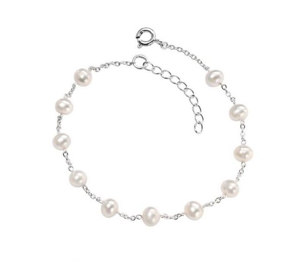 Beginnings Silver Bracelet White Fresh Water Pearl Bracelet B4299W
