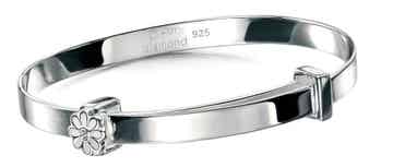 Children's Silver & Diamond Daisy Expandable Bangle B4316 D for Diamond