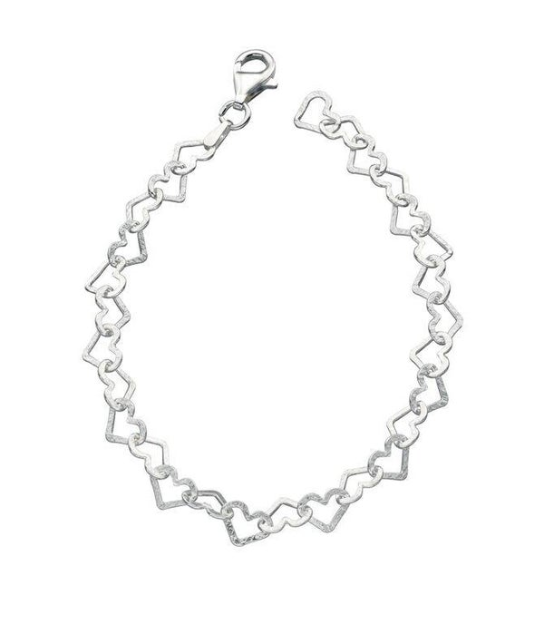 Silver Bracelet B4323 Beginnings Diamond Cut Heart Design Silver Bracelet