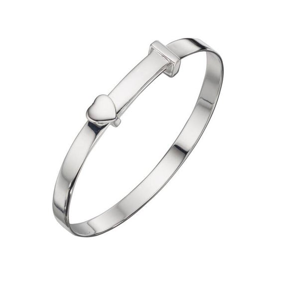 Beginnings Silver Bangle Heart Motif Expandable Bangle B4667