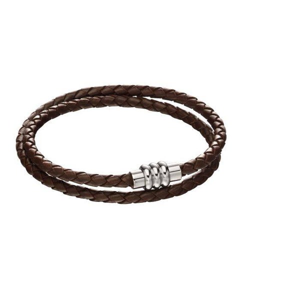 Fred Bennett Bracelet B5132 Double Row Wrap-around Leather Bracelet