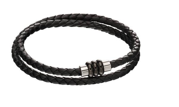 Fred Bennett Bracelet B5133 Double Row Wrap-around Leather Bracelet