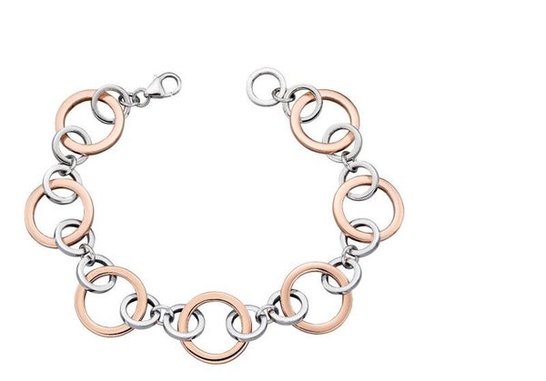 Beginnings Bracelet B5148 Open Circle Link Bracelet with Rose Gold Plating