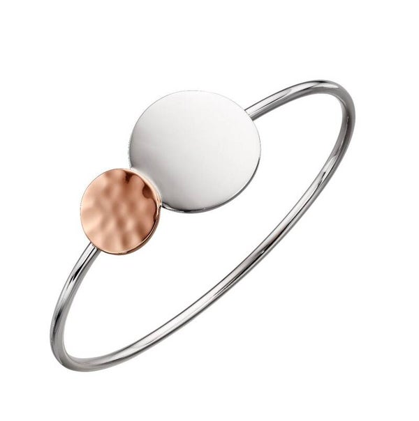 Fiorelli Silver Bangle B5168 Fiorelli Hammered and Plain Discs Bangle
