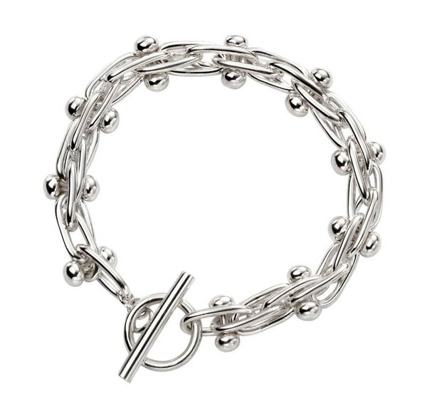 Beginnings Silver Bracelet B5195 Mexican Style Ball And Bar Silver Bracelet