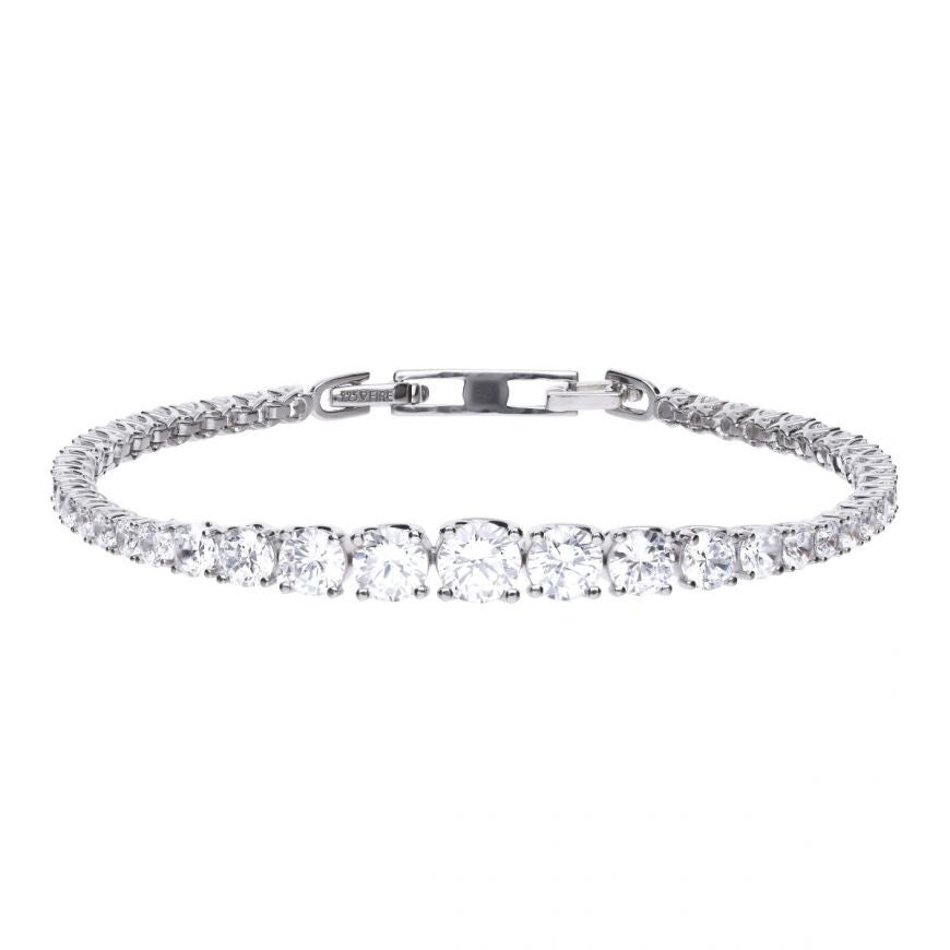 Silver Bracelet B5203  Diamonfire Graduated Zirconia Tennis Bracelet