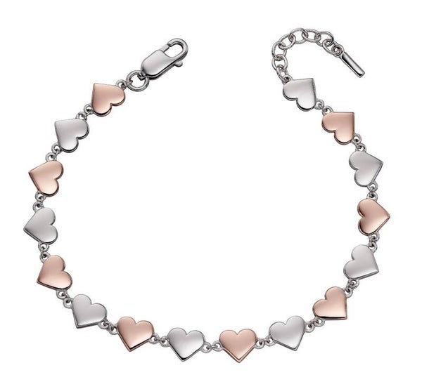 Silver Bracelet B5214 Fiorelli Heart Tennis Bracelet with Gold Plated Detail