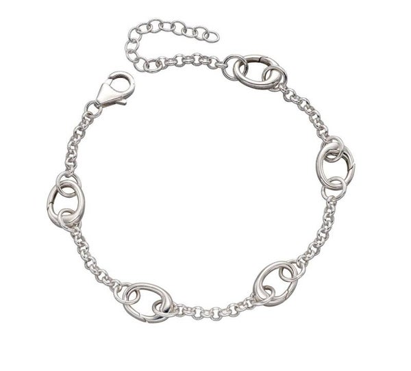 Silver Bracelet B5218 Women's Five Link Charm Bracelet by Beginnings Silver
